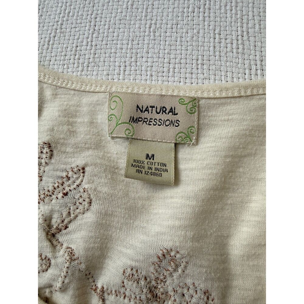 Natural Impressions Embroidered Floral Cotton Open Cardigan Women's M - Picture 5 of 6